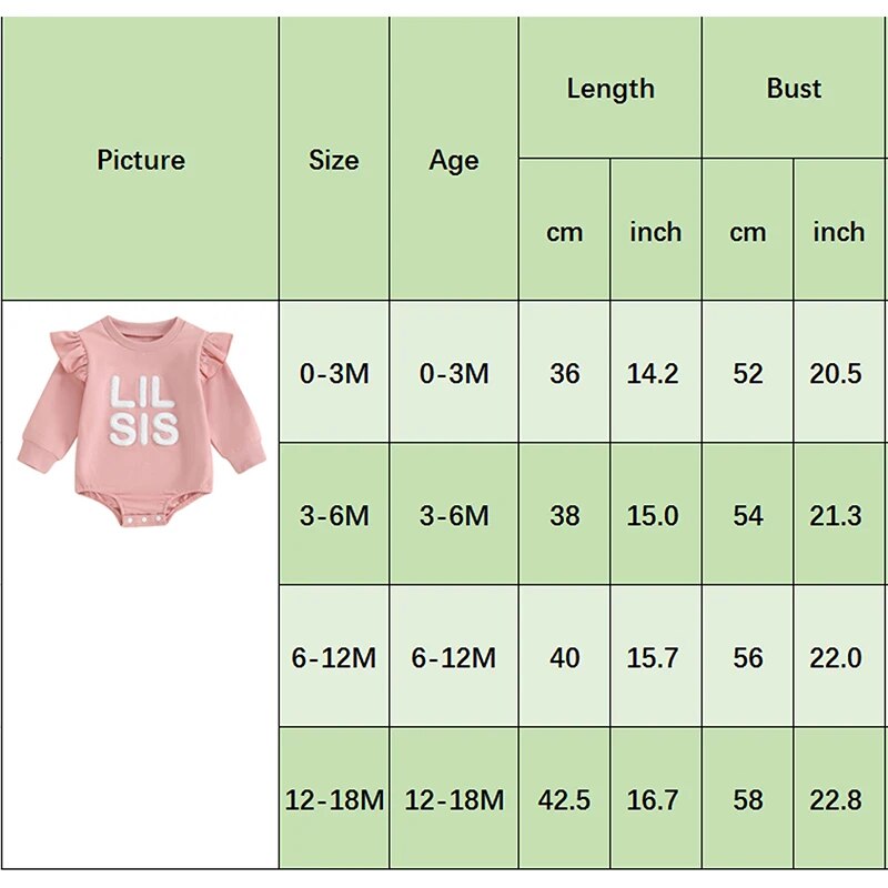 Baby and toddler girls matching big sister and little sister ruffle sleeve long sleeve rompers, crewneck tops from August + Willow.