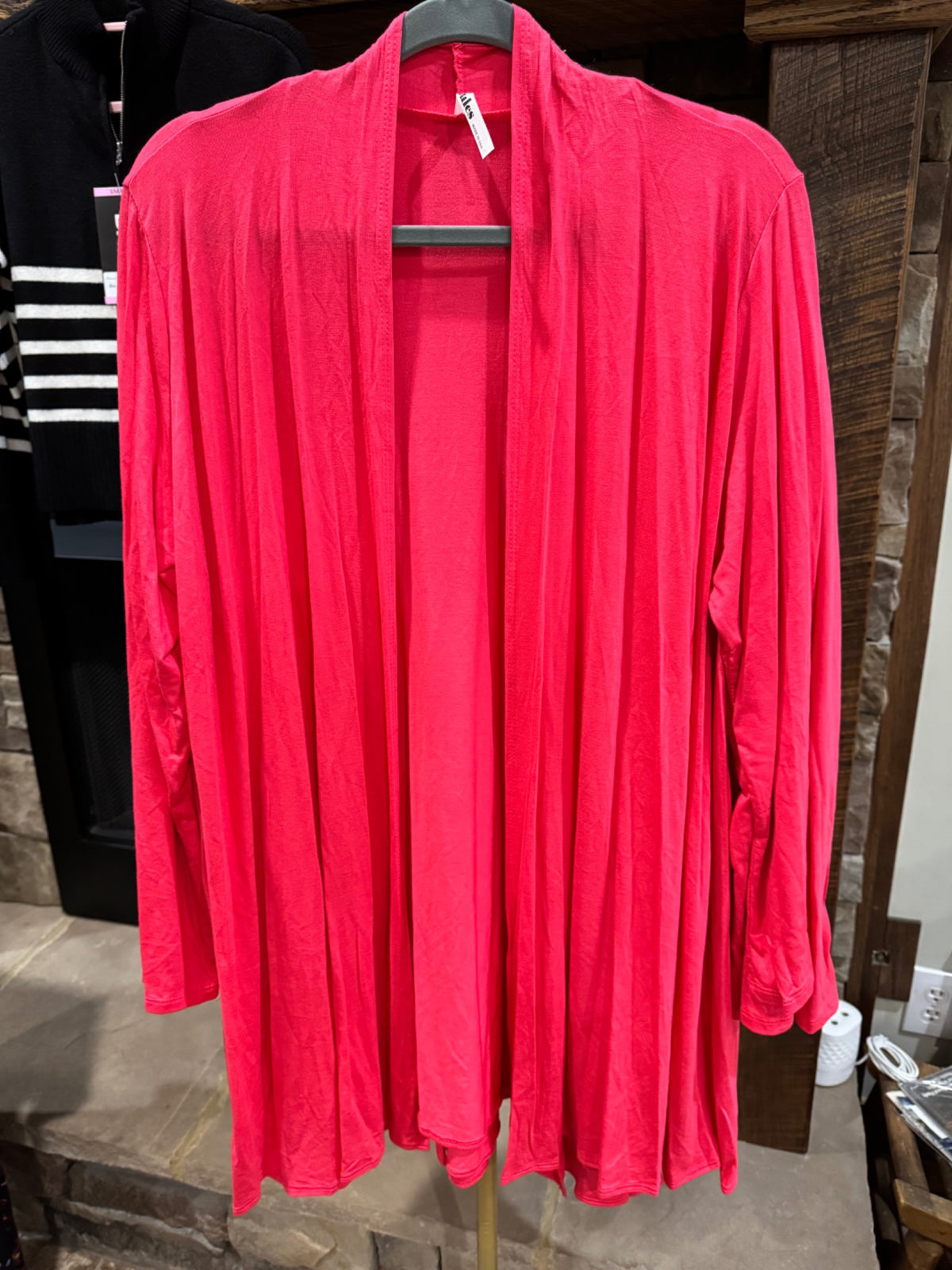 Azules bright pink open-front plus size cardigan front view