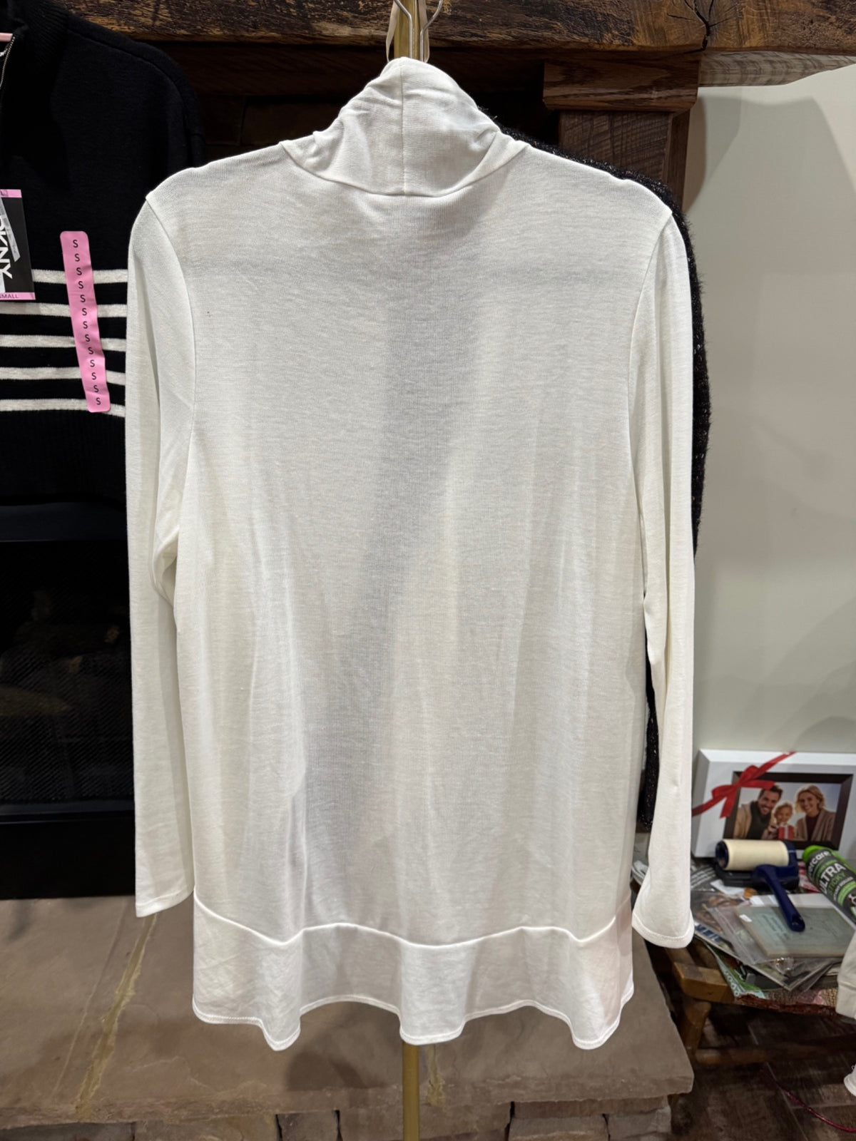 Azules white open-front plus size cardigan back view