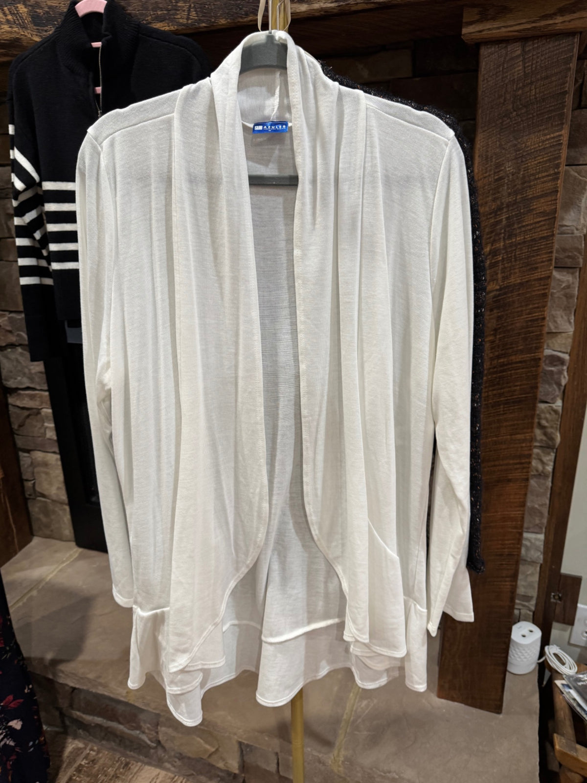 Azules white open-front plus size cardigan front view