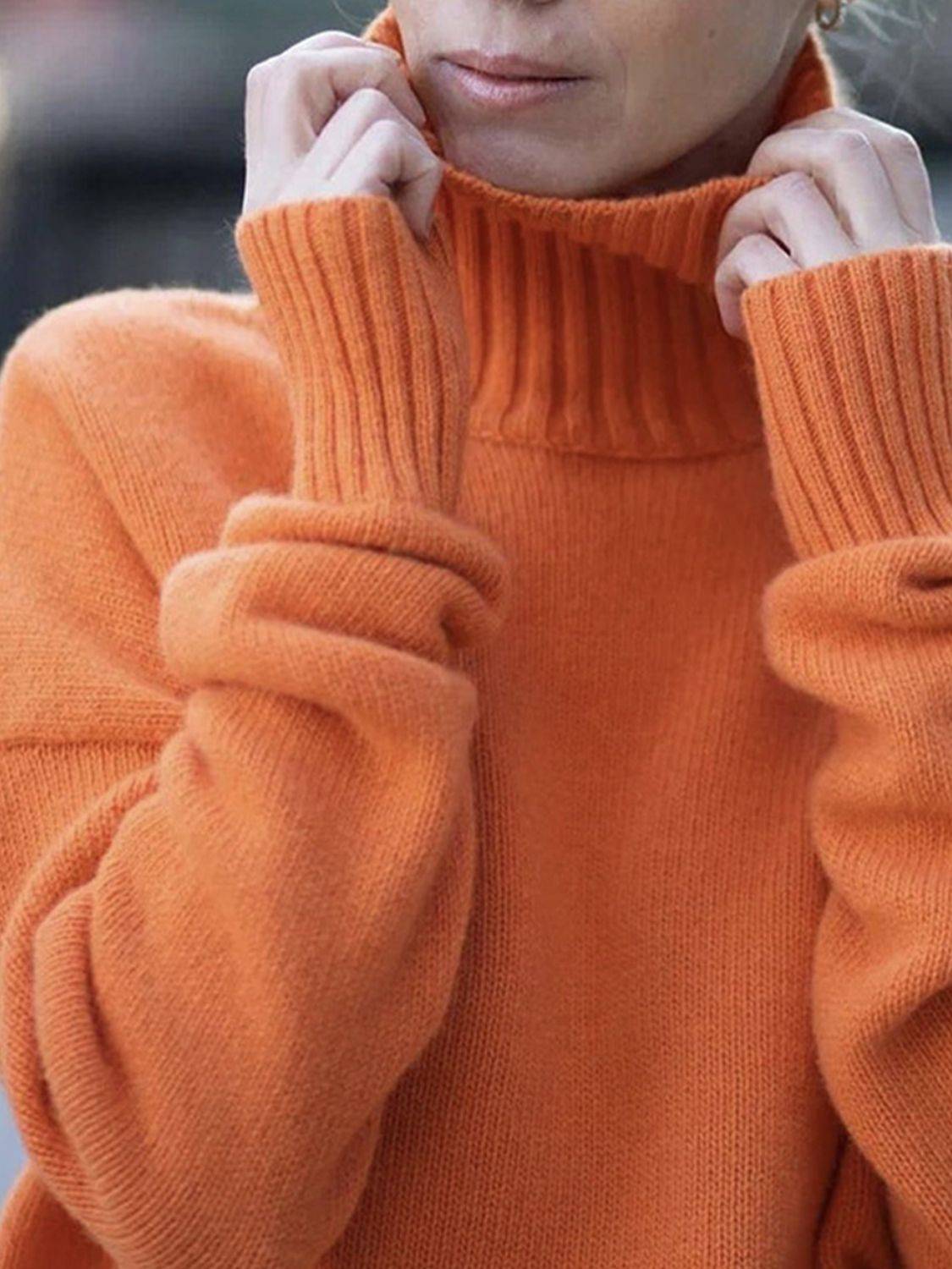 Turtleneck Drop Shoulder Long Sleeve Sweater