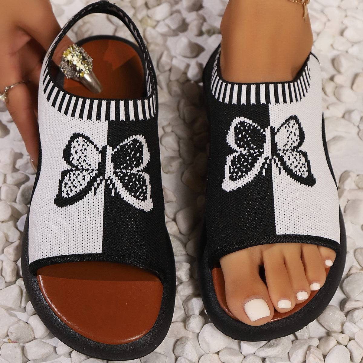 Butterfly Contrast Open Toe Sandals