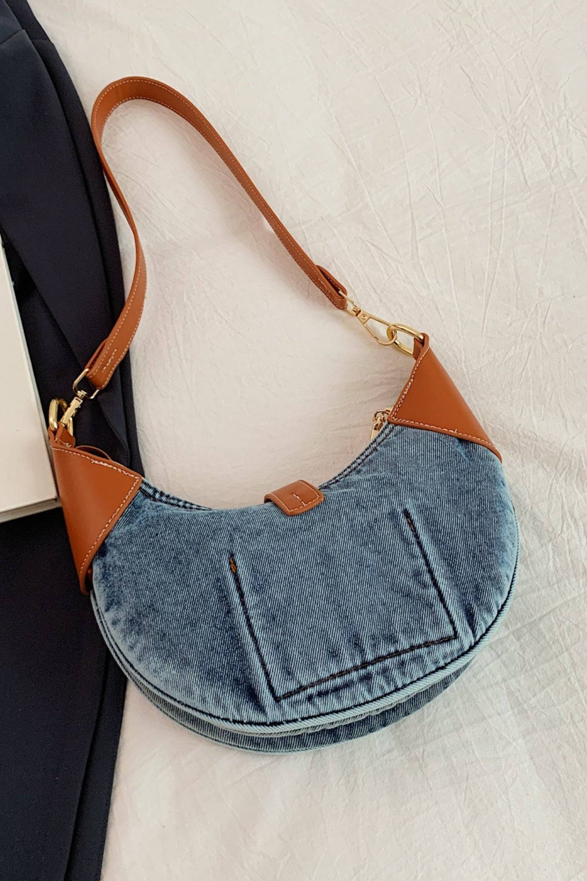 Contrast Denim Shoulder Bag