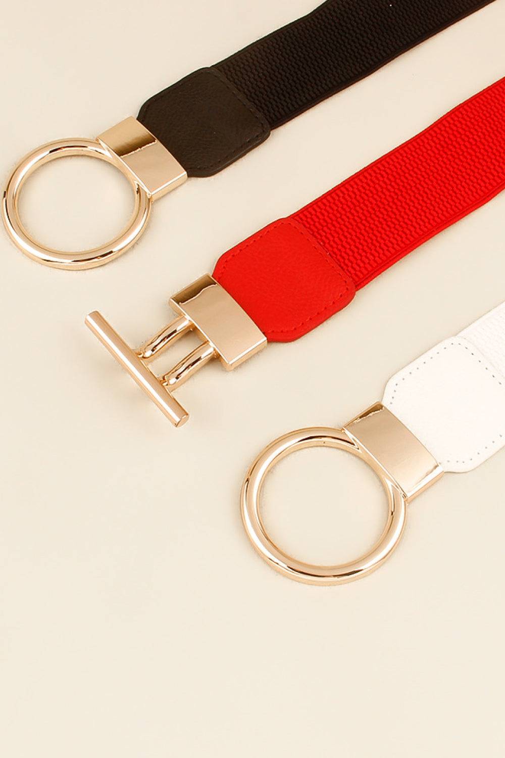 Circle Shape Buckle Zinc Alloy Buckle PU Leather Belt