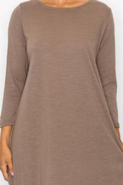 Taupe women's maxi dress by Casa Lee with side pockets, featuring a relaxed fit and stylish design, perfect for casual wear.