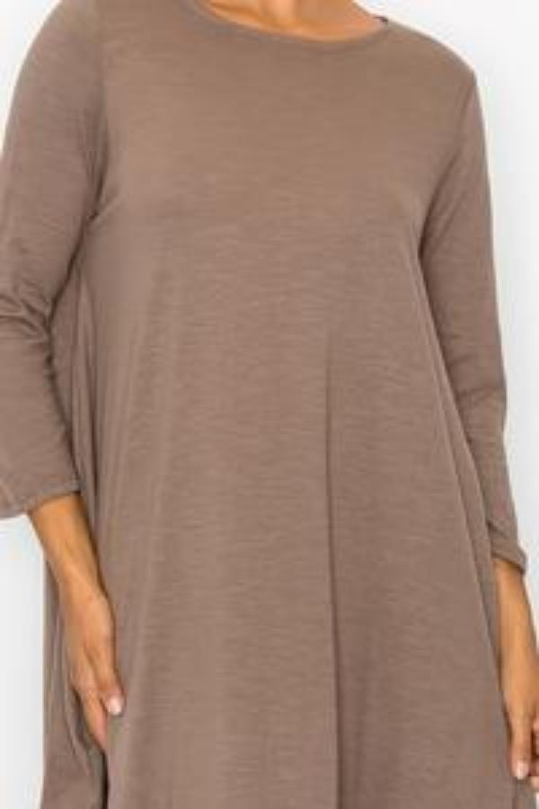 Taupe women's maxi dress by Casa Lee featuring side pockets and a relaxed fit, perfect for casual or summer wear.