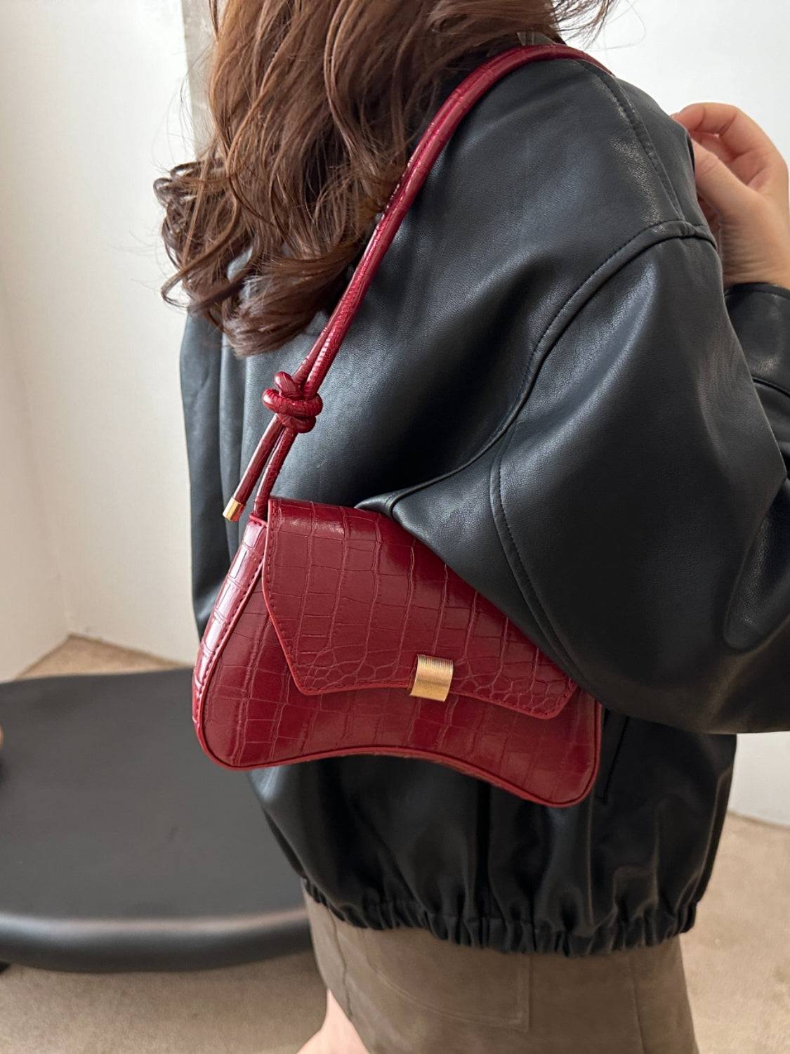 PU Leather Texture Crossbody Bag