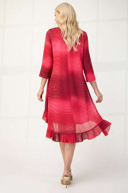 Blue Celeste Clothing high-low ombre top with 3/4 sleeves, featuring a modest design and stylish flowy hem.