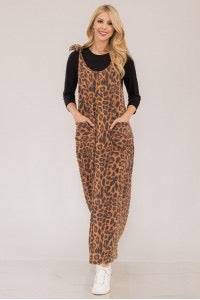 Mocha Urban Rib Stretch Knit Overall Dress by Celeste Clothing, featuring a fitted design and adjustable straps.