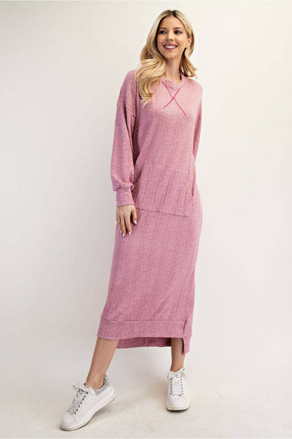 Black sweatshirt-style maxi dress from Celeste Clothing, casual and comfortable for Missy and Plus sizes.