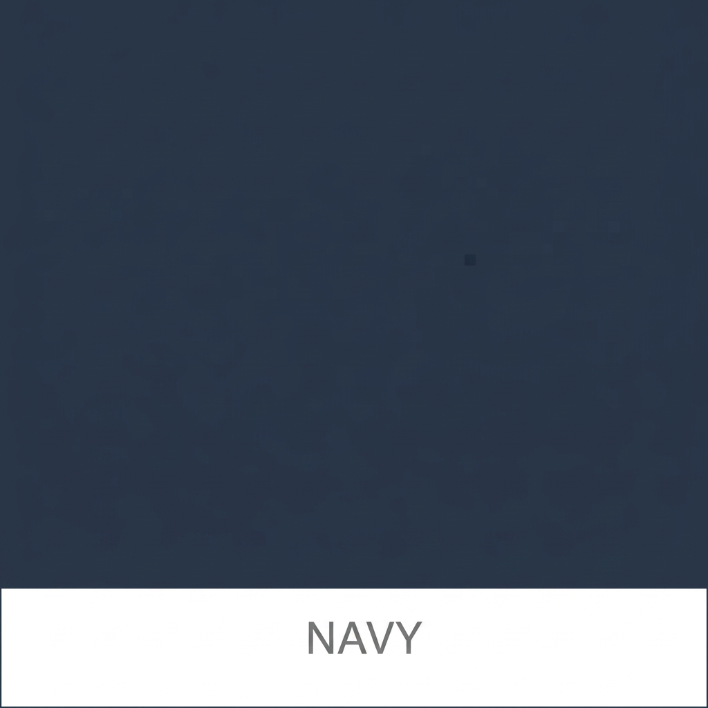 A color swatch image showing a solid navy blue textured field with a white strip at the bottom labeled 'NAVY'.