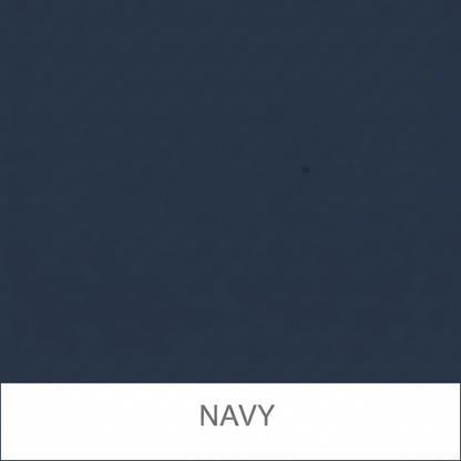 A color swatch image showing a solid navy blue textured field with a white strip at the bottom labeled 'NAVY'.