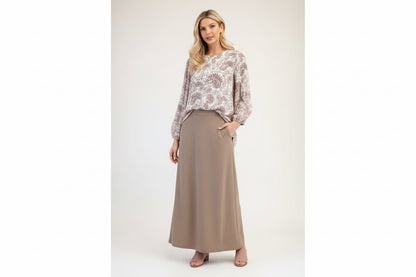 Blue Paisley Bishop Sleeve Top from Celeste Clothing, stylish shirt with flowy bishop sleeves and intricate paisley pattern.