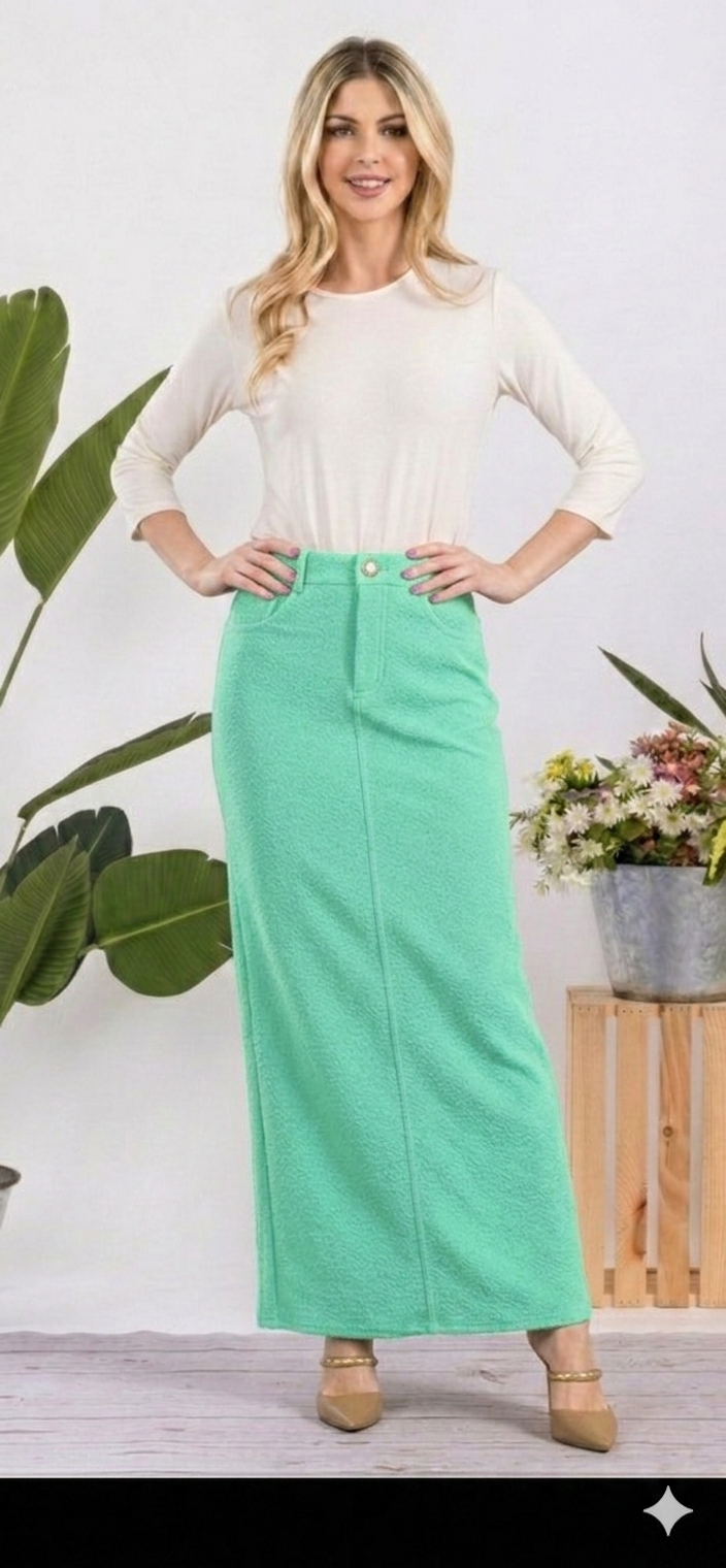 Lavender tailored maxi skirt from Celeste Clothing, comfortable and modest fashion skirt with a sleek, tailored fit.