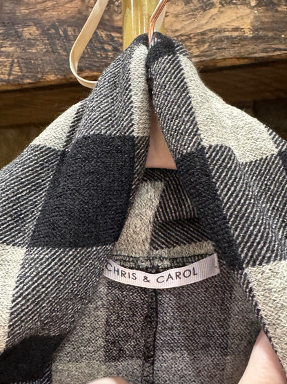 Chris & Carol black and cream buffalo check top brand label