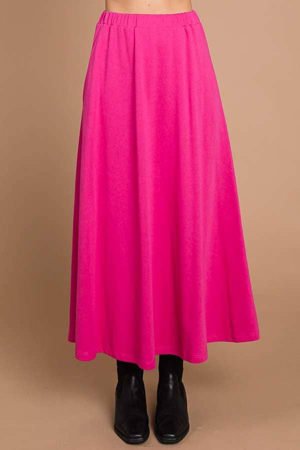 Black Culture Code maxi skirt with pockets, full solid design, and comfortable fit, perfect for casual and everyday wear.