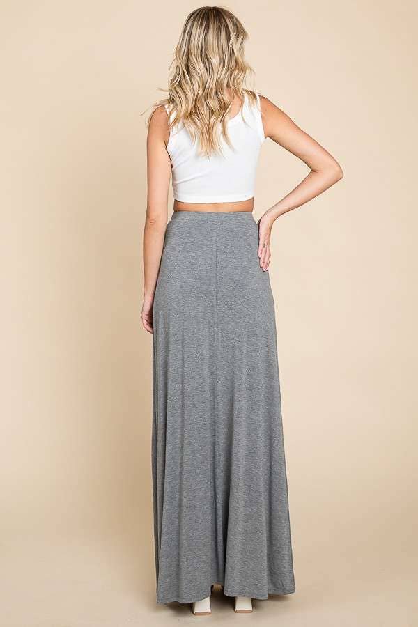 Culture Code draw string flare maxi skirt in small ecru cream with a flowy silhouette and adjustable waist detail.