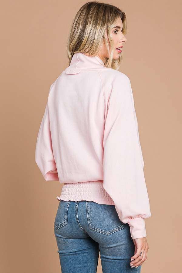 Culture Code Drape Neck Raglan Top in warm sage, featuring a relaxed fit and stylish raglan sleeves.