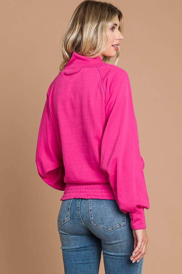 Culture Code Drape Neck Raglan Top in warm sage, featuring a relaxed fit and stylish raglan sleeves.