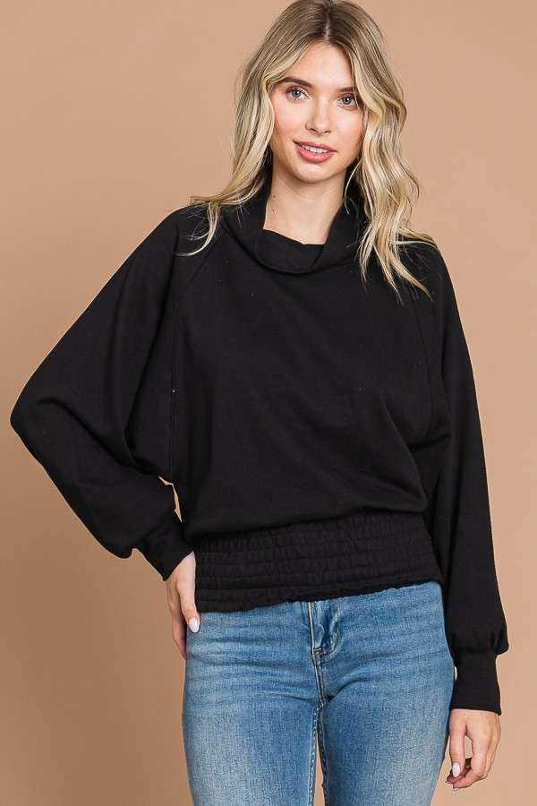 Culture Code women's drape neck raglan top in warm sage, featuring a casual fit and comfortable design.
