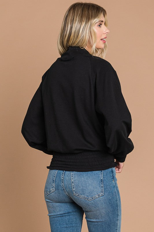 Culture Code drape neck raglan top in warm sage, featuring a relaxed fit and casual style, perfect for everyday wear.
