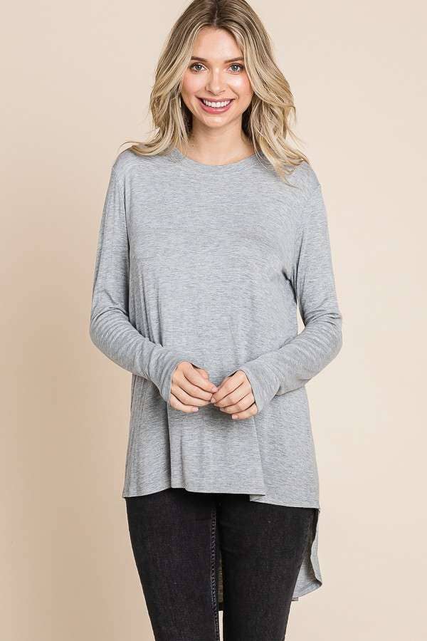 Black Culture Code crew neck tunic top with shirring back, casual shirt and blouse for women.