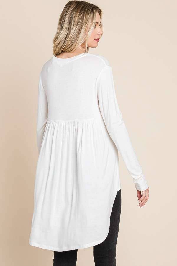 Black Culture Code crew neck shirring back tunic top, casual shirt with relaxed fit and stylish detail.