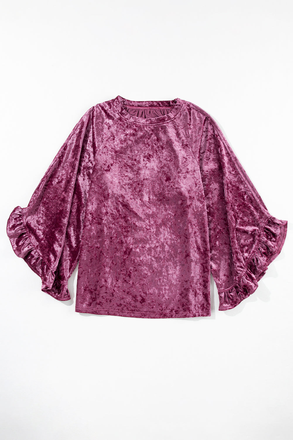 Red Dahlia Velvet Pagoda Sleeve Crew Neck Top