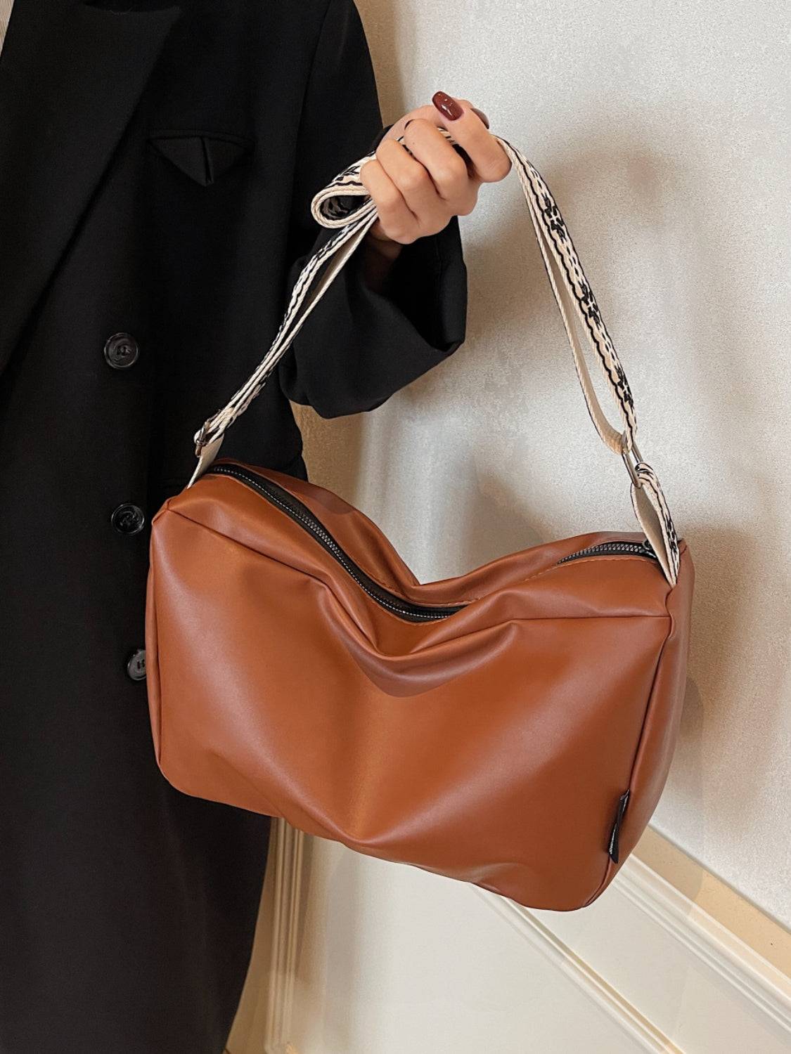 PU Leather Adjustable Strap Crossbody Bag