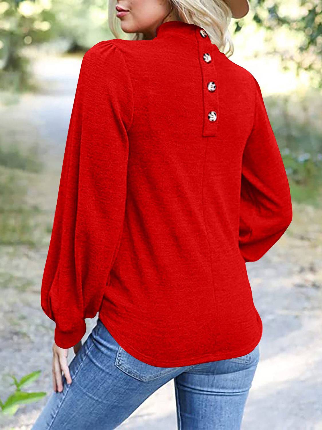 Full Size Mock Neck Long Sleeve T-Shirt