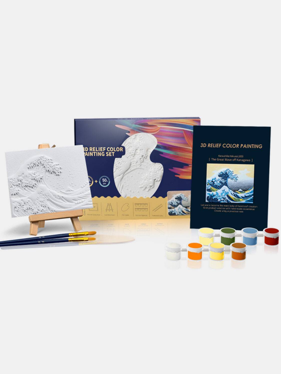 Relief The Great Wave off Kanagawa DIY 3D Oil Painting Kit