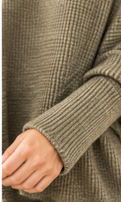 Dear Scarlett Wanderlust heathered olive waffle knit cowl neck sweater lifestyle image 5