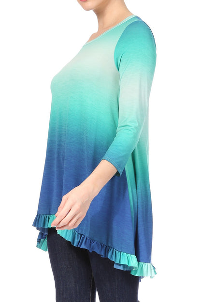 Miss M Ombre high low tunic top #827-I-X