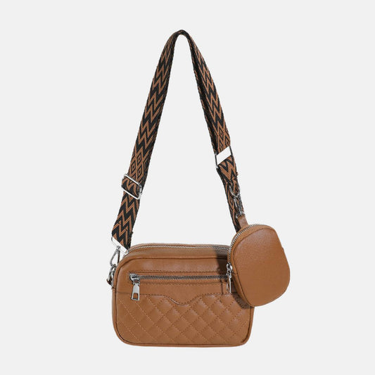 Stitching PU Leather Shoulder Bag