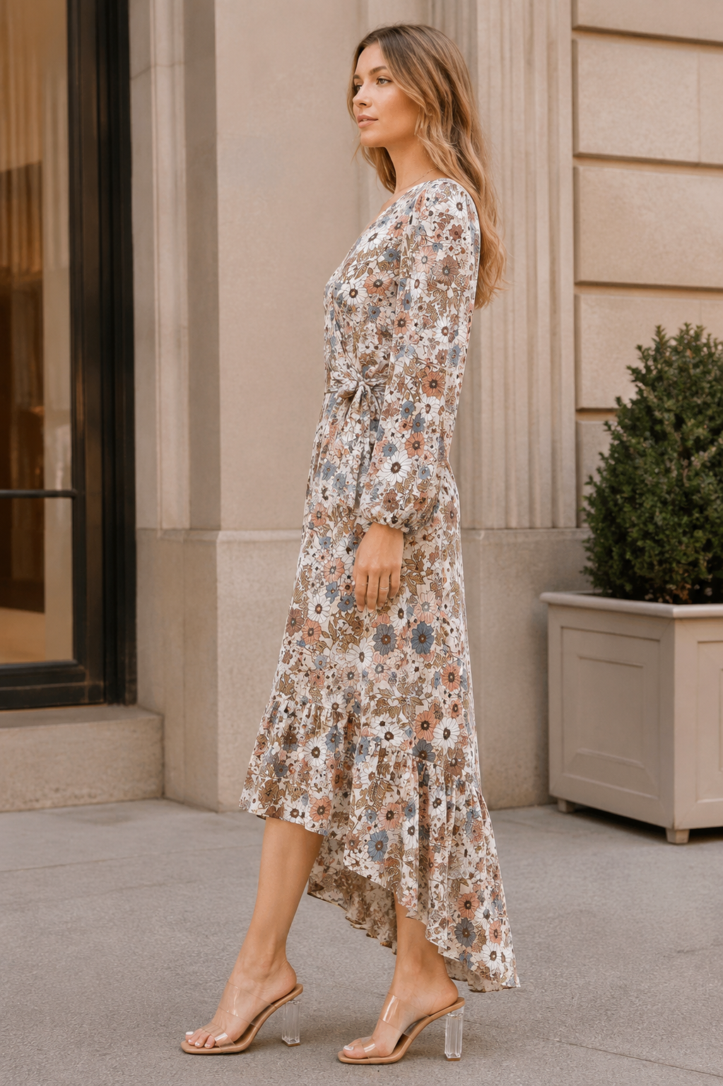 Meadow Romance Floral High-Low Maxi Dress