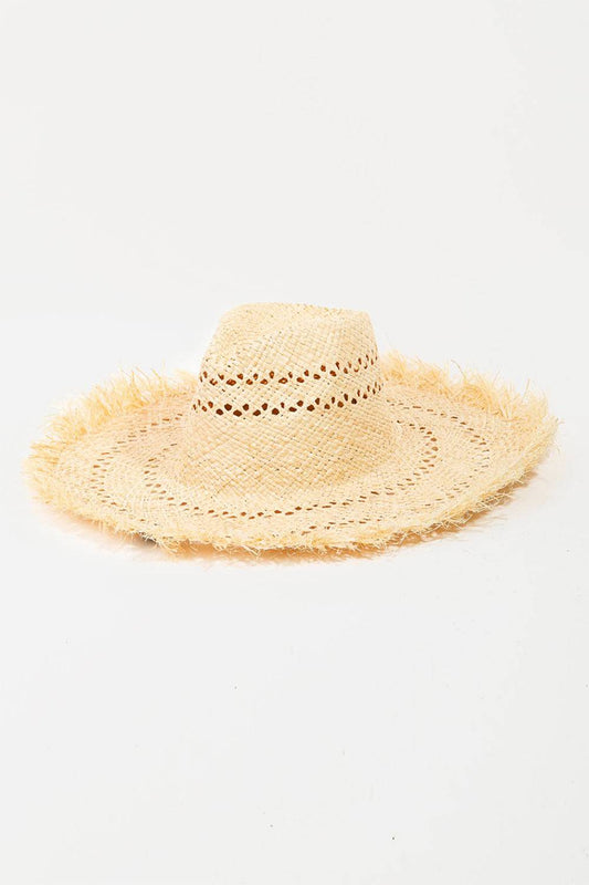 Fame Openwork Raw Hem Weave Hat