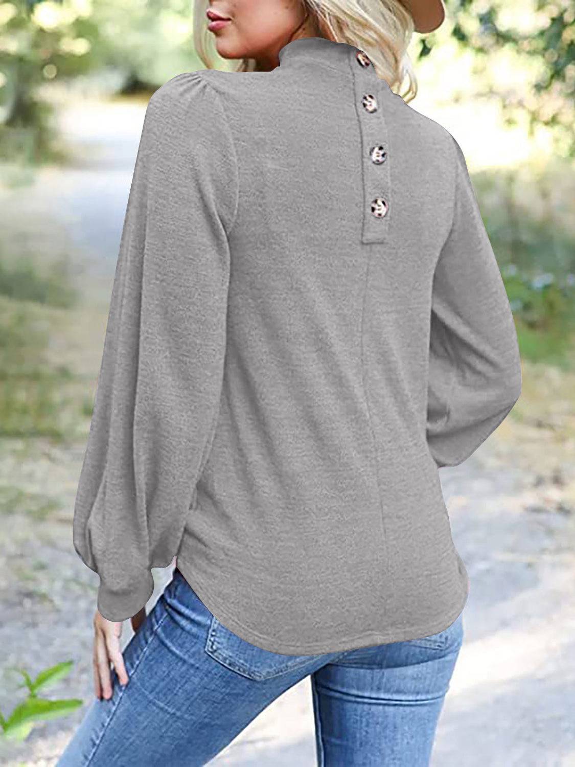 Full Size Mock Neck Long Sleeve T-Shirt