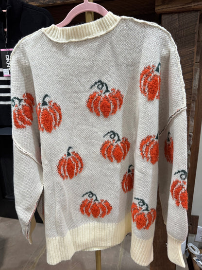Fantastic Fawn ivory pumpkin oversized sweater back view
