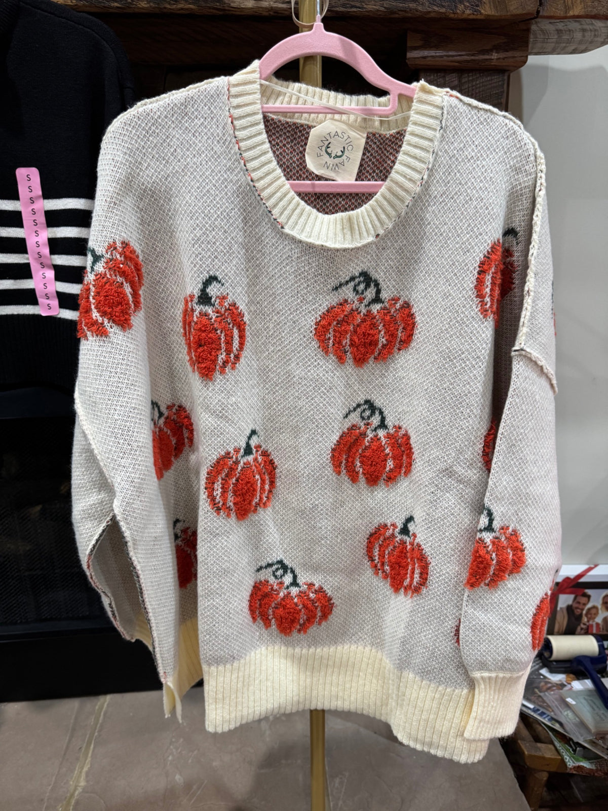 Fantastic Fawn ivory pumpkin oversized sweater front view