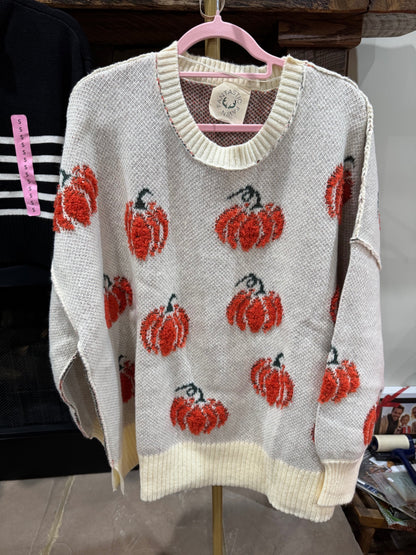 Fantastic Fawn ivory pumpkin oversized sweater front view