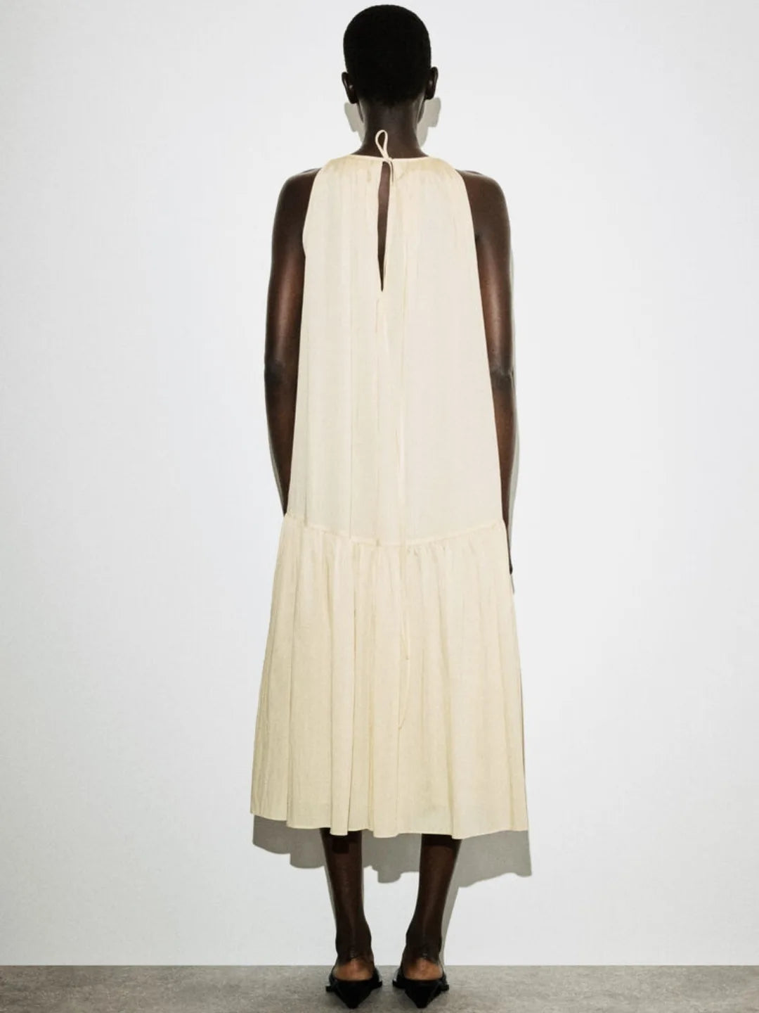 Heyson ivory tiered maxi dress back view