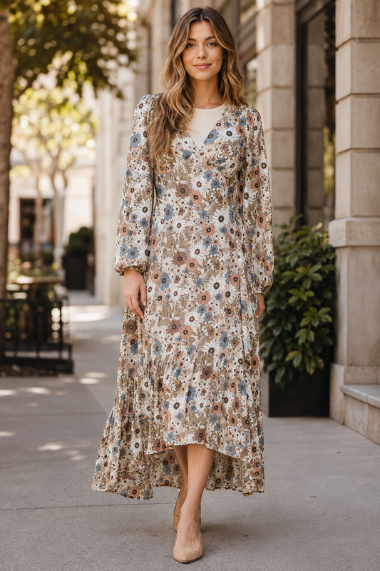 Meadow Romance Floral High-Low Maxi Dress