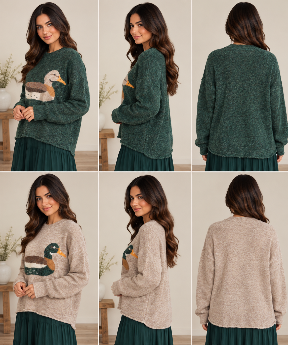 Mallard duck sweater lifestyle view
