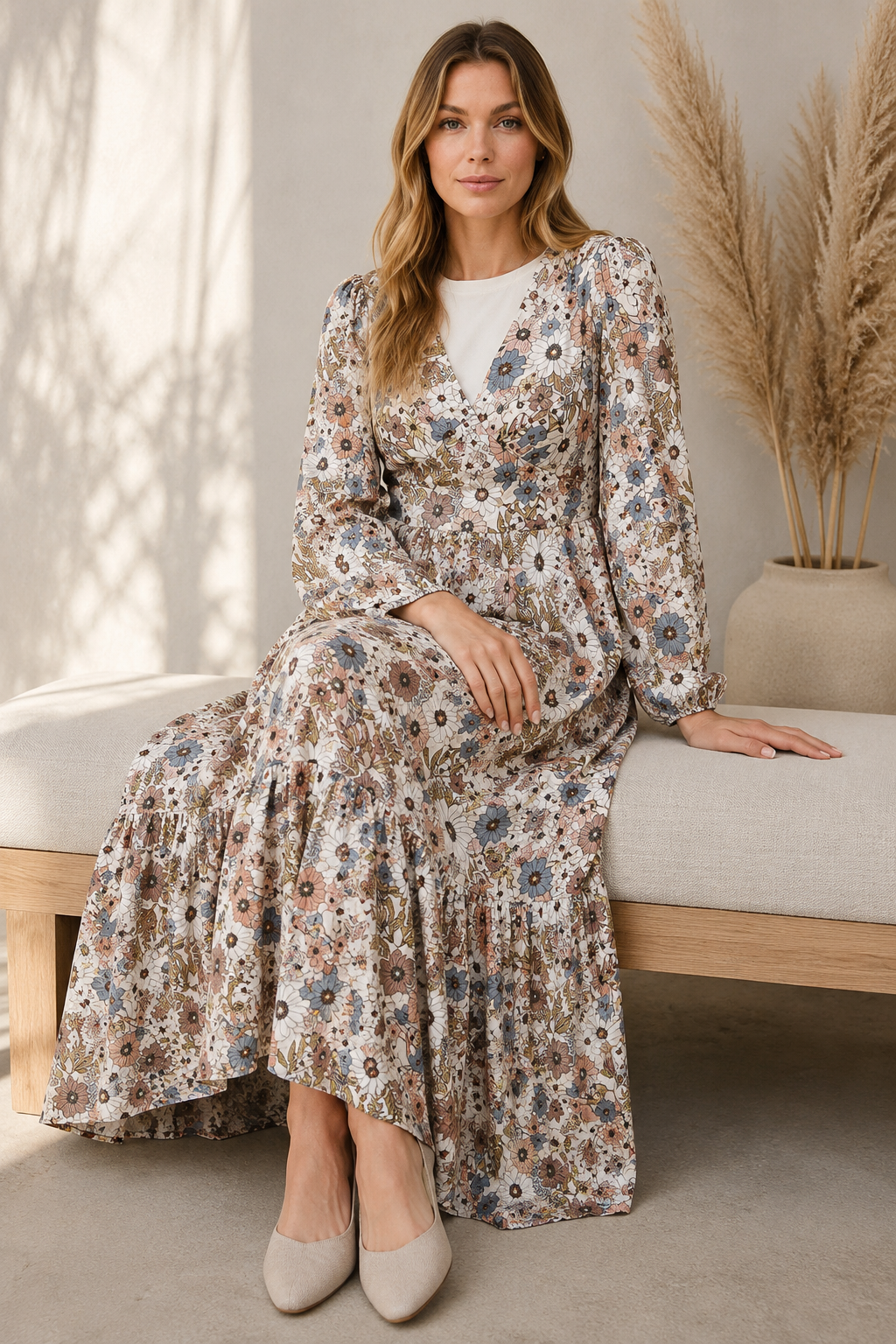 Meadow Romance Floral High-Low Maxi Dress