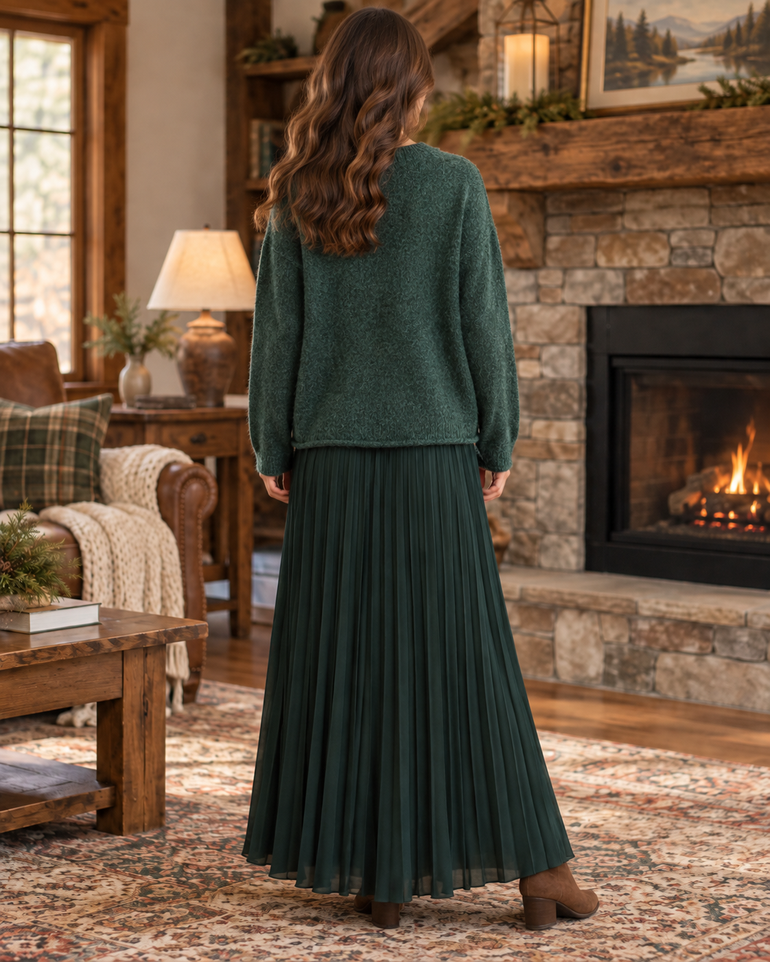 Mallard Susie Heathered Forest Green Duck Sweater lifestyle view 3