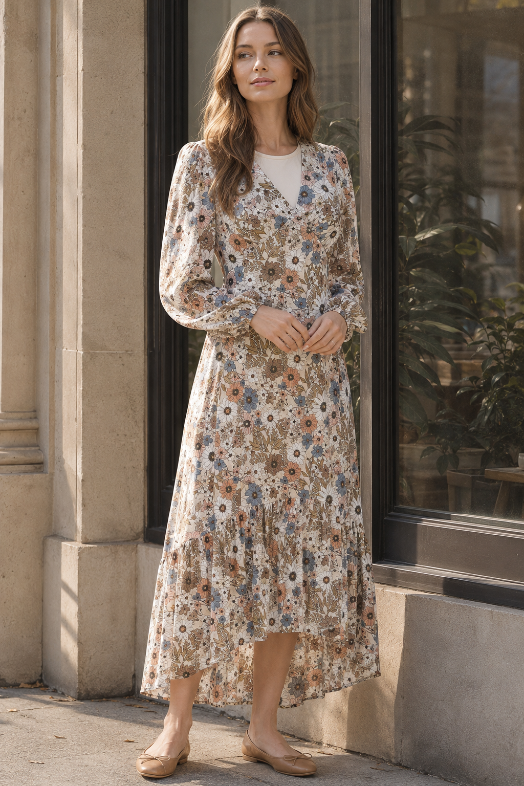 Meadow Romance Floral High-Low Maxi Dress