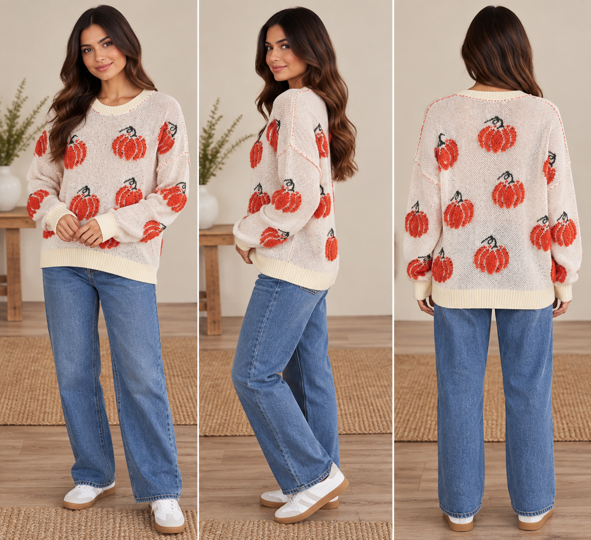 Fantastic Fawn Ivory Pumpkin Oversized Sweater lifestyle view 5