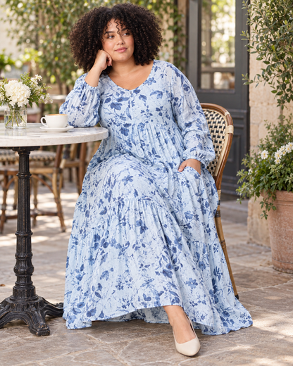 Cadaval Mabel Maxi Dress - Blue Denim Floral