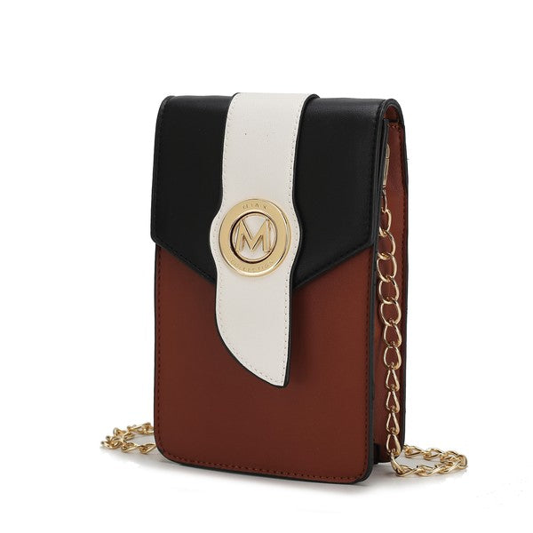 Black MKF Dixie Phone Crossbody Bag by MKF Collection, compact bag with adjustable strap and exterior phone pocket.