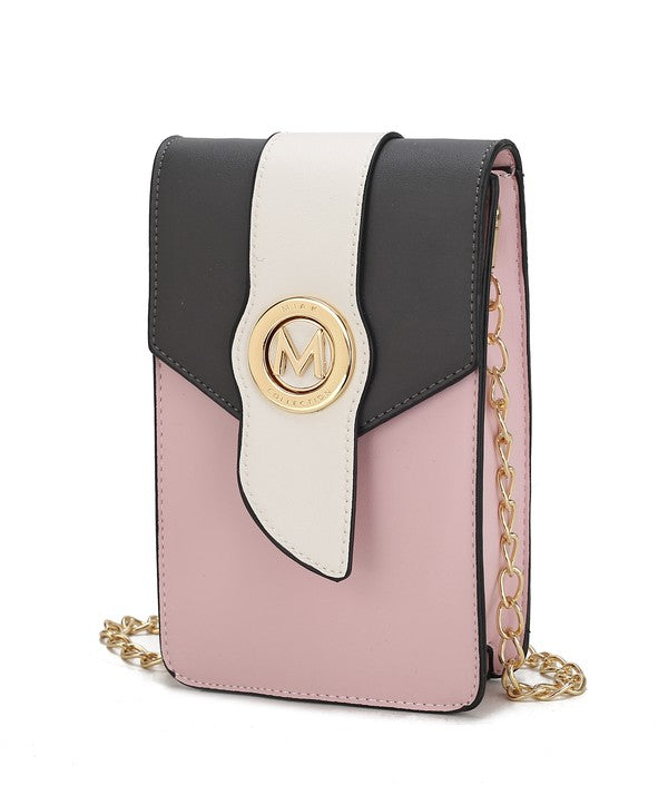 Black MKF Dixie phone crossbody bag by MKF Collection, featuring a compact design with a front pocket and adjustable strap.